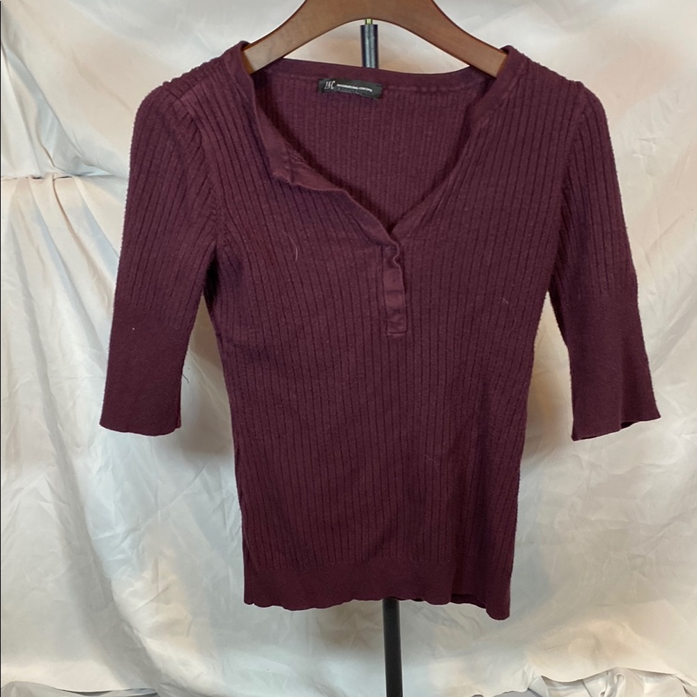 INC International Concepts Red Ribbed Fitted Polo Sweater